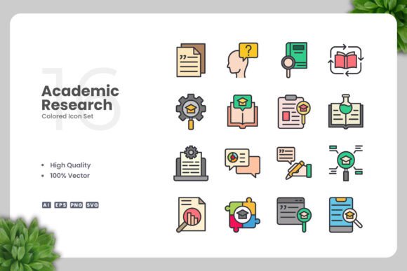 Academic Research Color Icons for Creative Projects
