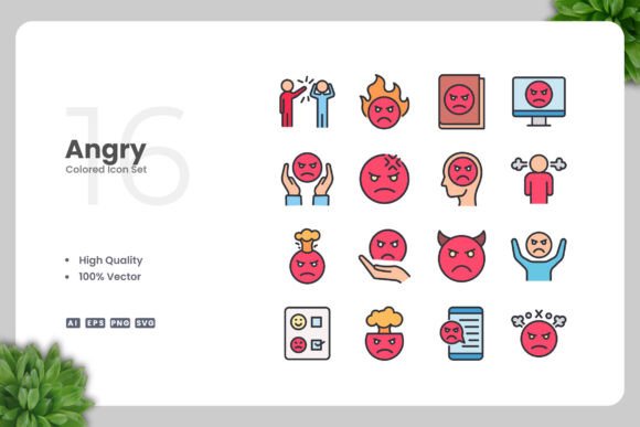 Angry Color Icons for Versatile Design Projects