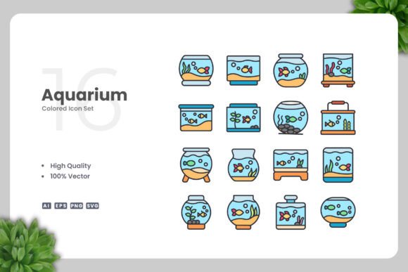 Aquarium Color Icons: A Versatile Design Solution for Modern Projects