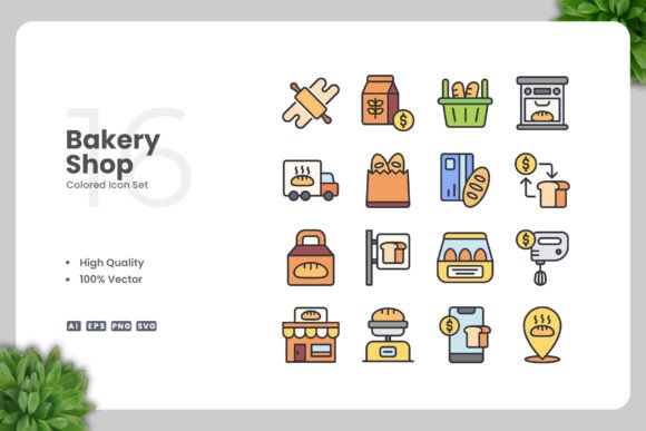 Bakery Shop Color Icons: A Versatile Design Solution for Modern Creatives