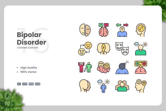 Bipolar Disorder Color Icons for Modern Design Needs