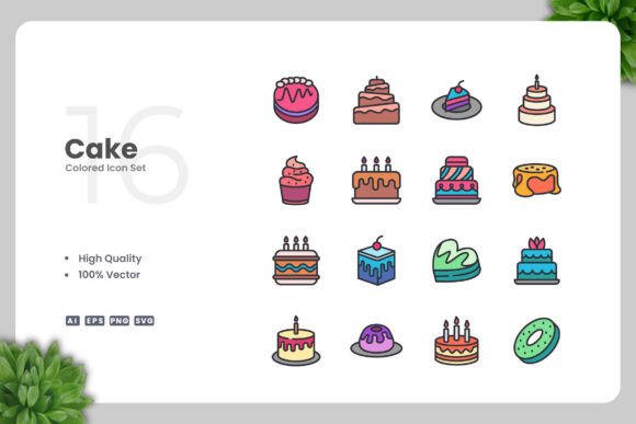 Cake Color Icons: Simple Design for Modern Projects