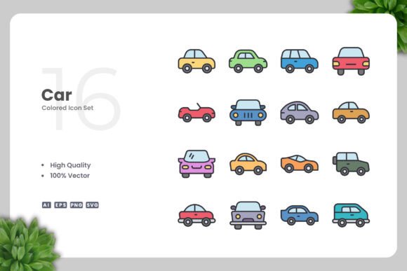 Car Color Icons for Clean, Versatile Design Projects