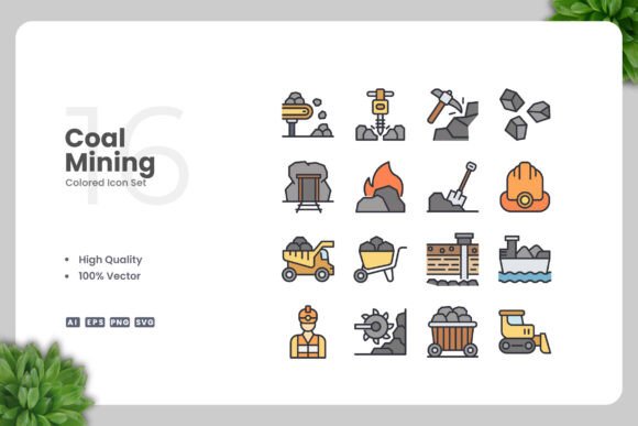 Coal Mining Color Icons