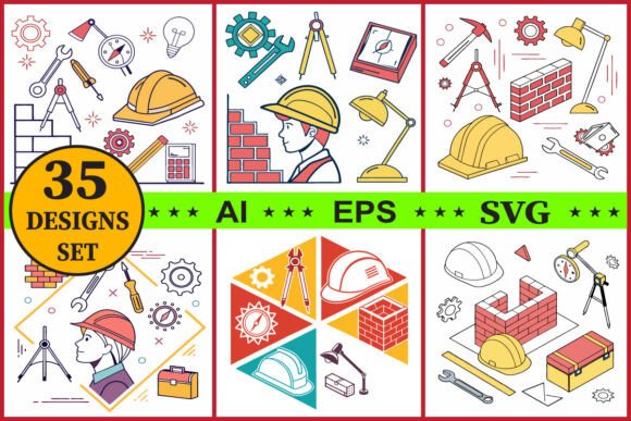 Construction Tools Vector Icons Set