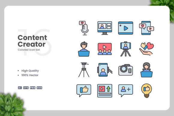 Content Creator 2 Color Icons: Simple Design for Real Projects