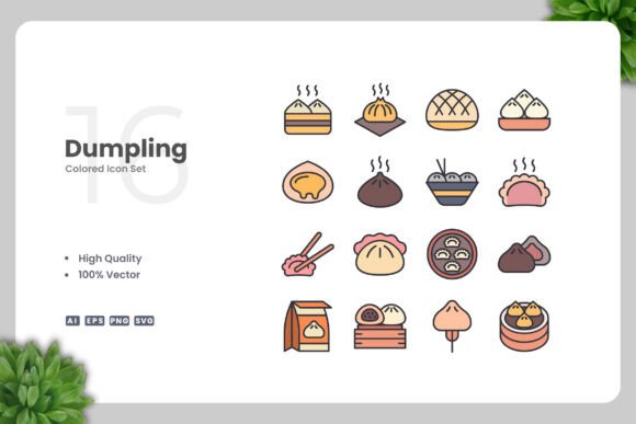 Dumpling Colored Icons: Versatile Vector Graphics for Modern Design Projects