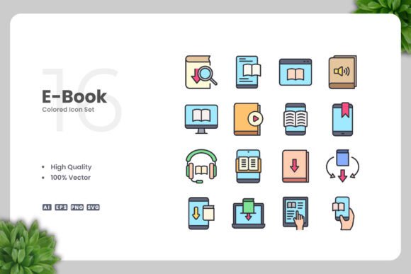 E-Book Colored Icons for Versatile Design Projects