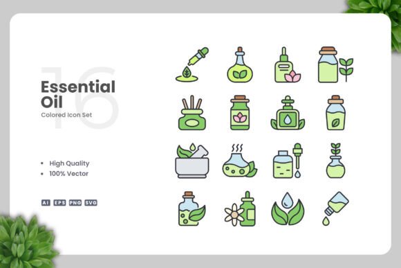 Essential Oil Color Icons: A Versatile Design Resource for Clean, Customizable Visuals