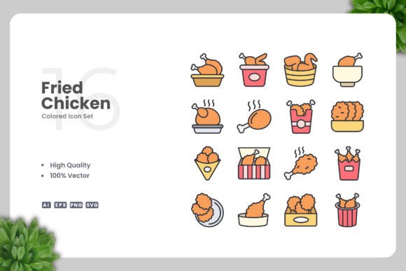 Fried Chicken Color Icons: A Versatile Design Resource for Modern Creators