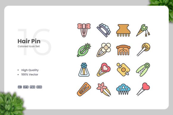 Hair Pin Colored Icons