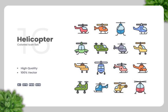 Helicopter Colored Icons – A New Standard in Versatile Visual Communication