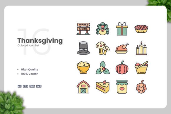 Thanksgiving Color Icons: A Versatile Design Resource for Every Project