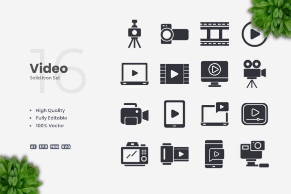 Video Solid Icons for Modern Design