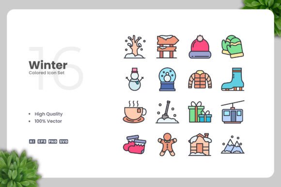 Winter Color Icons – A Simple and Clean Design Set for Every Project